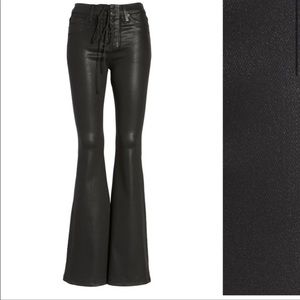 Hudson high rise coated jeans flare